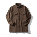 Men's Woolen Shirts with Chest Pocket Spring Casual Shirt Jacket Man Outerwear Clothing