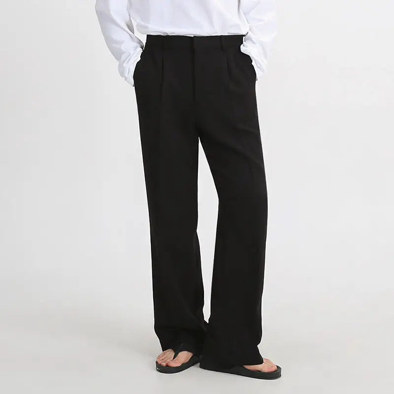 Pants Men Dress Clothing Loose Straight Casual Elastic Waist Male Office Formal Trousers