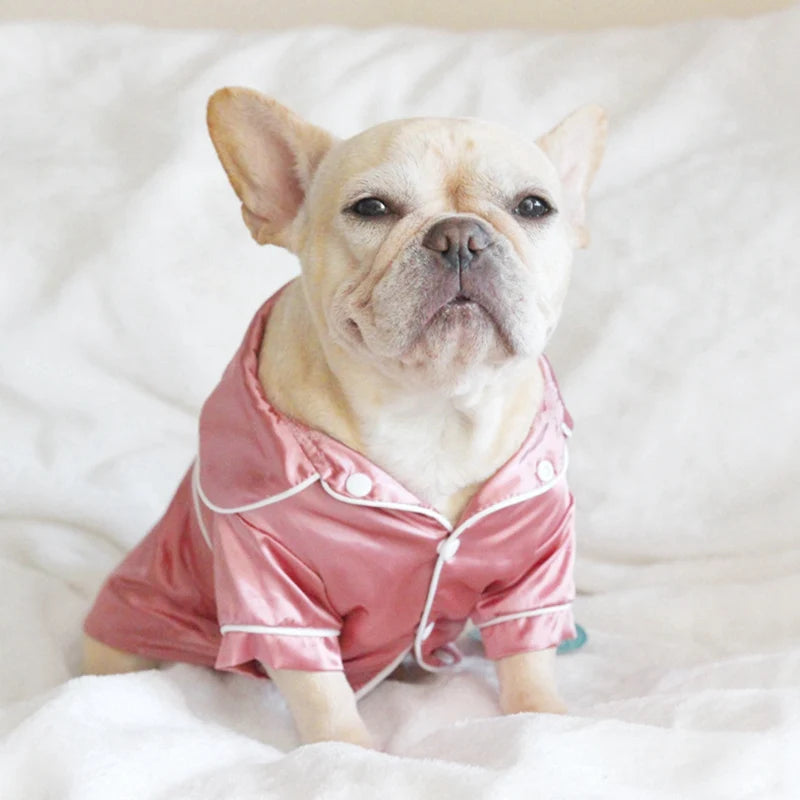 Luxury Pet Dog Pajamas Soft Silk French Bulldog Pajamas Pet Coat Clothing Shih Tzu Puppy Cat Clothes