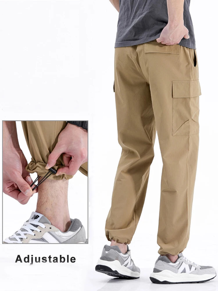 Summer Cargo Pants Men Sportswear Light Thin Breathable Loose Casual Trousers