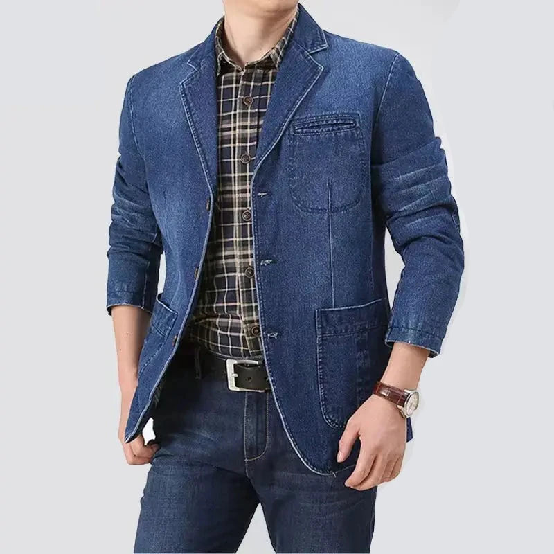 Denim Jacket Windproof Lapel Comfortable Men Clothing Autumn Winter Parkas