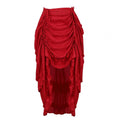 Women Dance Skirt Gothic Irregular Shirring Pleated Ruffle High-Waist High-Low Hem Solid Party Maxi Skirt Daily Clothing