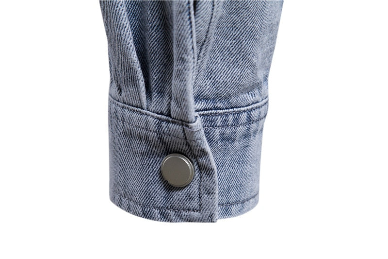 Spring and Autumn New Men Denim Shirt Casual Cotton Jacket Men Lapel Single-breasted Multi-pocket Long-sleeved Shirt