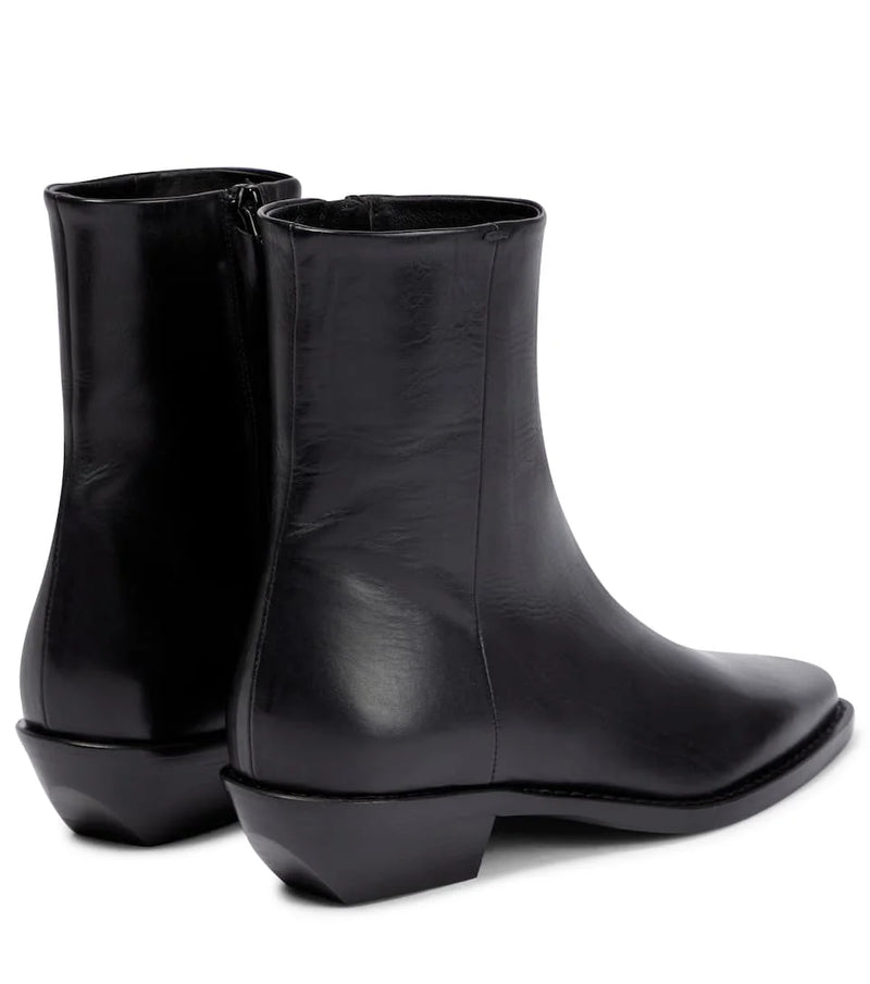 Simple Black Short Boots Thick Heel Side Zipper Martin Boots