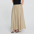 High Waist Cover Crotch Pleated Skirt for Women French Fold Long Skirt Spring Summer