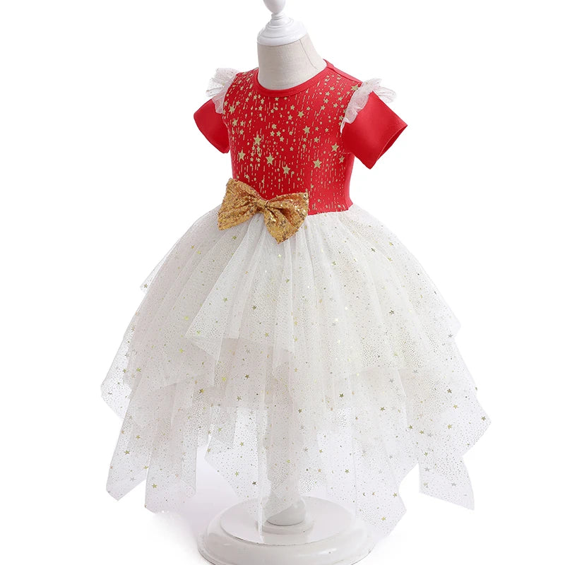 Dress For Girl Children Princess Dresses Girls Clothes Birthday Wedding Gown Short Sleeve