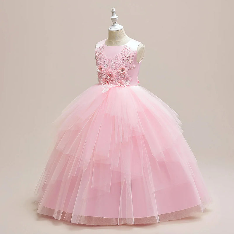 Summer Bridesmaid Dress For Girls Children Costume Pink Princess Dresses