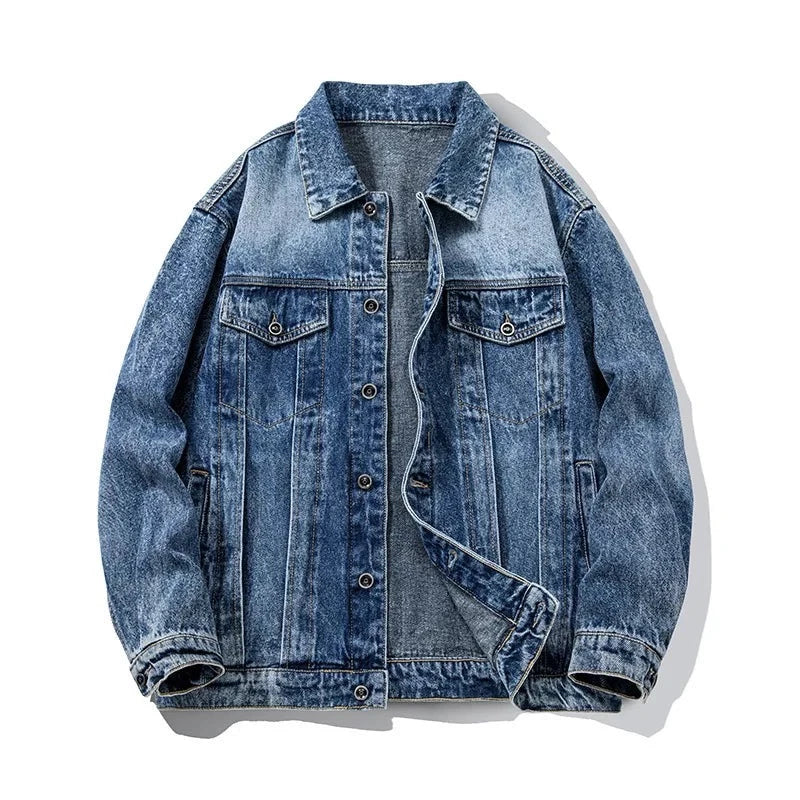 Men's Denim Jacket Casual Solid Multi-pockets Jackets Streetwear Jeans Male Coats Spring Autumn