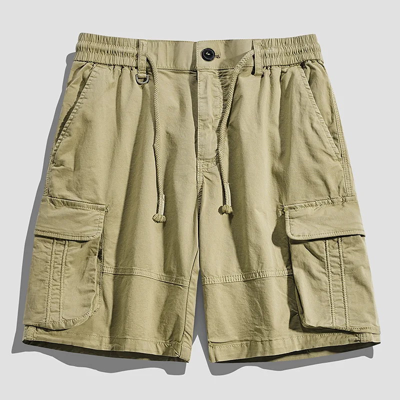 Summer Men Loose Cotton Shorts Knee Length Work Overall Military Cargo Trousers