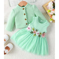 Infant Baby Girls Spring Flower Knitted Mesh Sundress Waffle Cardigan Coat Elegant