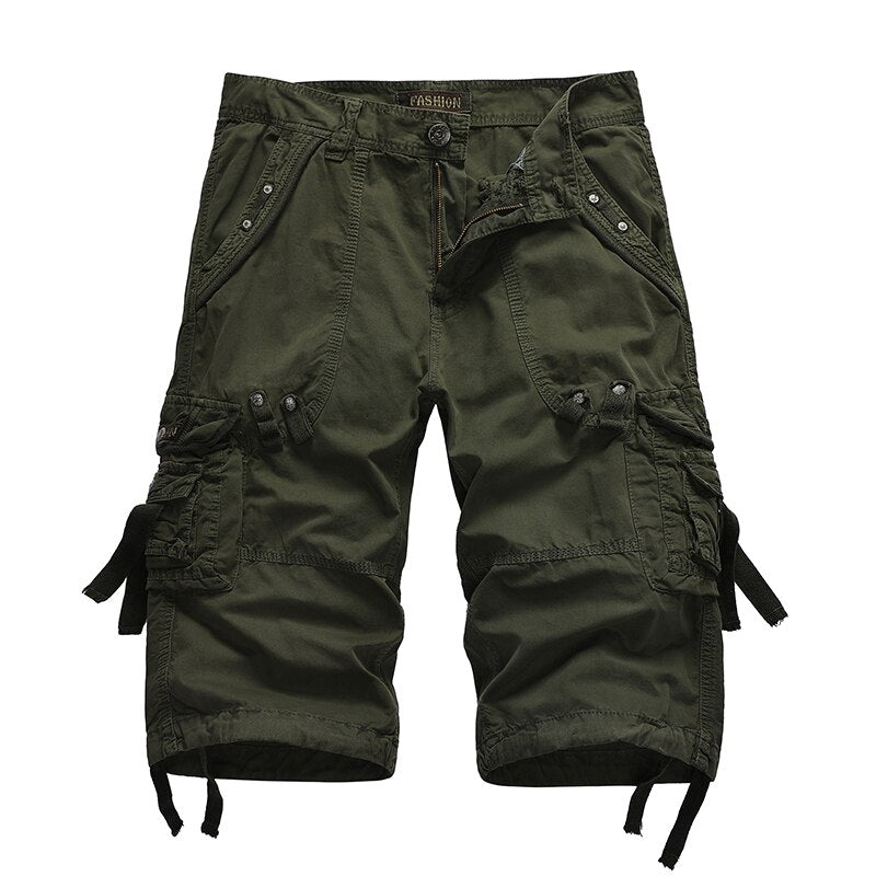 Summer Cargo Shorts Men Casual Workout Military Army Men Shorts Multi-pockets Calf-length Short Homme Men Clothing