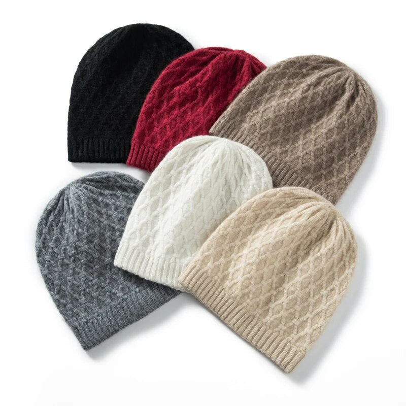 Hat for Women Winter Casual Solid Knitted Cashmere Cap High Quality Soft Warm Beanie Hats