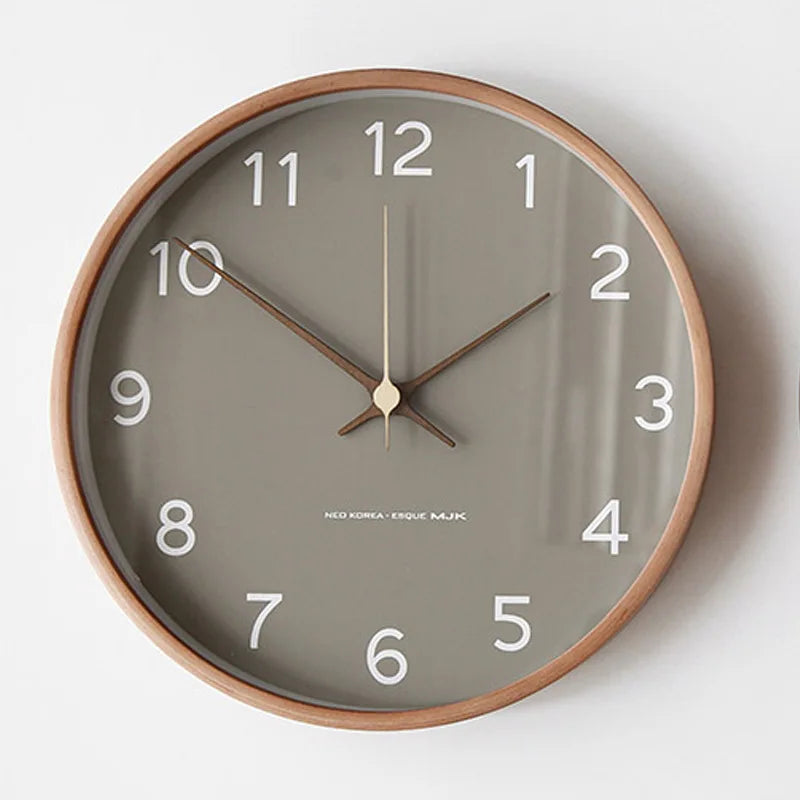 Clocks Solid Wood Transparent Glass Wall Clock Living Room Light Luxury Nordic Simple Clock