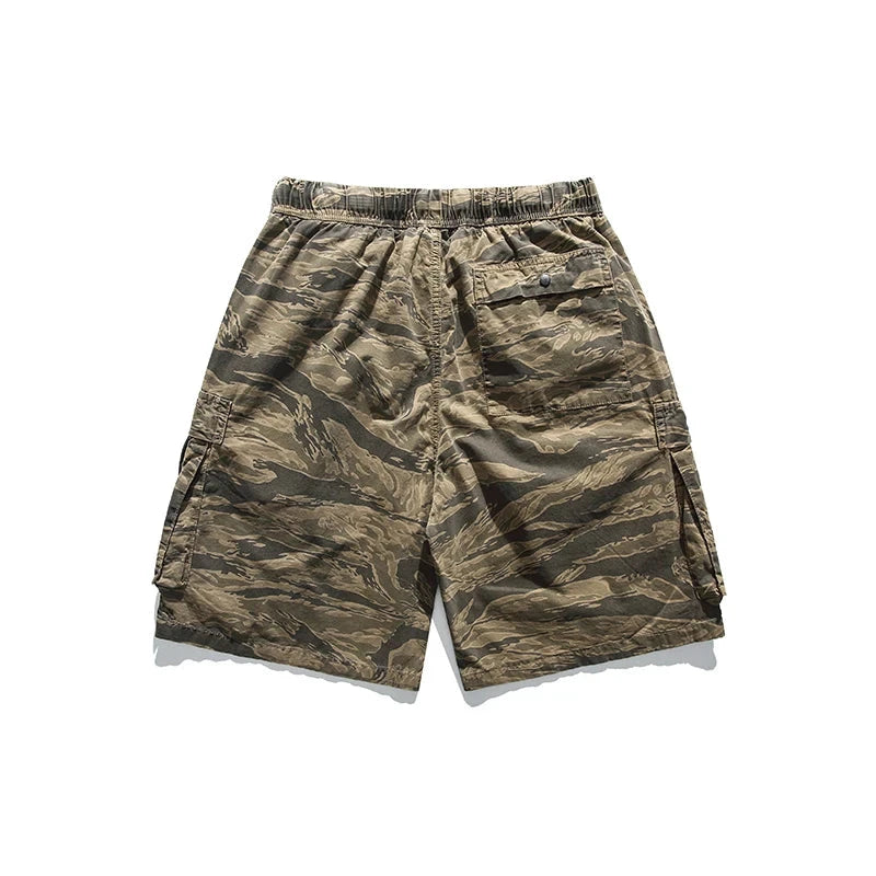 Men Summer Outdoor Leisure Cargo Shorts Men Camouflage Straight Elastic Comfortable Short