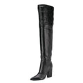 Women Thigh High Boots Genuine Leather Thick High Heels For Women Winter Shoes Over Knee Boots