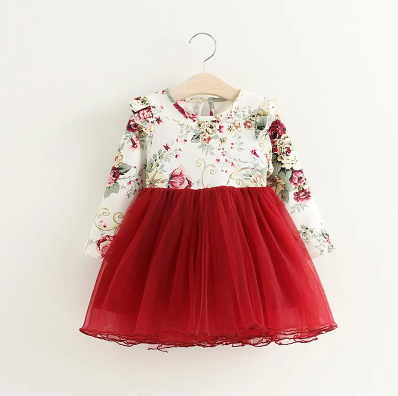 Kids Dress For Girls Floral Dress Spring Fall Long Sleeve Toddler Dress for Princess Girls Party Wedding  Christmas Outfits 1-6Y