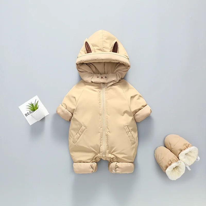 Winter Baby Boys Girls Cotton Romper Infant Jumpsuit Hooded Baby Clothing Toddler