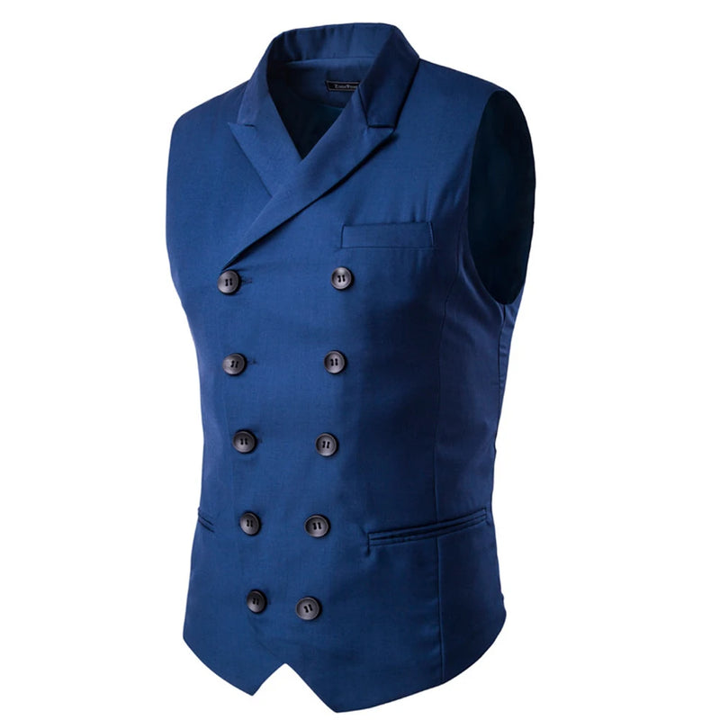 Double Breasted Elegant Suits for Men Lapel Social Men's Vest Mens Dress Vest Male Sleeveless Blazer Clothing