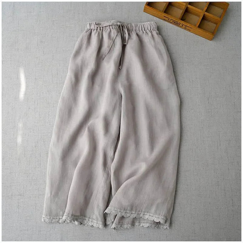 Solid Pants for Women Pants Summer Thin Cropped Trousers Wide Leg Pants