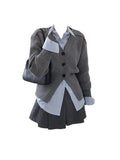 Preppy Style Sweet Wind Suit Clothing Set Female Student Striped Blouses Knitwear Cardigan Skirt