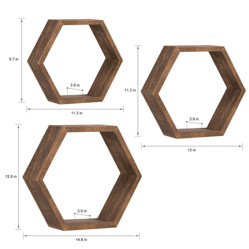 Shelving wall hanging Wooden hexagonal frame living room wall decoration wall hanging frame