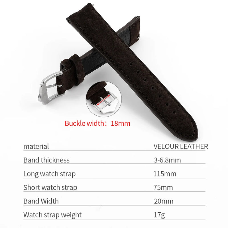 Genuine Leather Watch Strap Coffee Watch With Quick Release Watchband Wristband