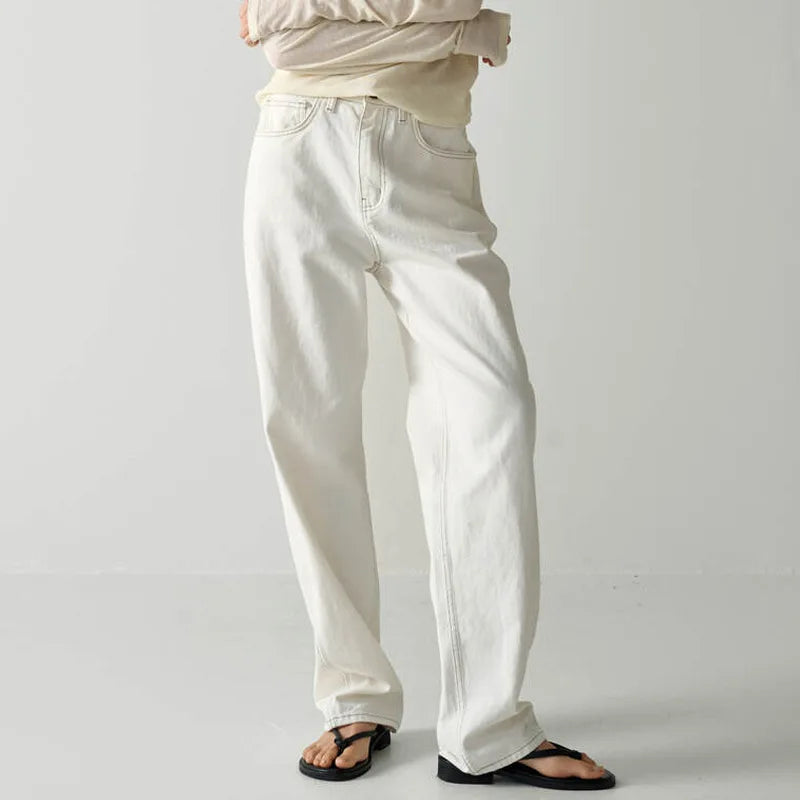 White Jeans Women High Waist Straight Leg Wide Leg Pants Trousers