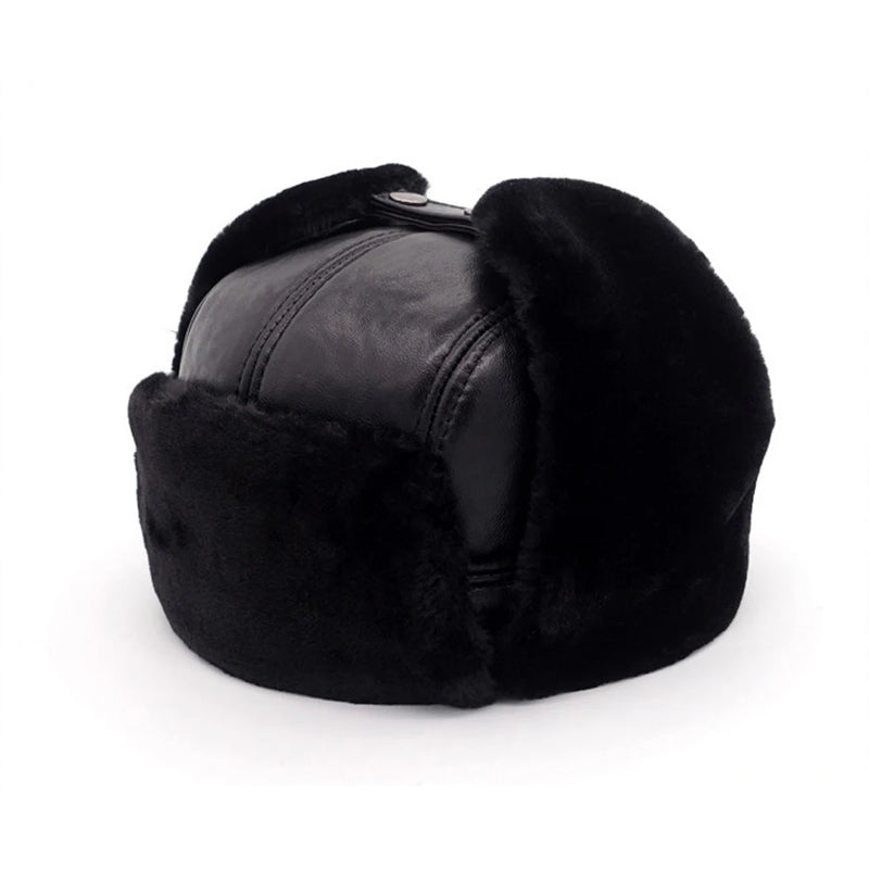 Adult Caps Men Natural Leather Bomber Hats Male Casual Winter Warm Leather Cap