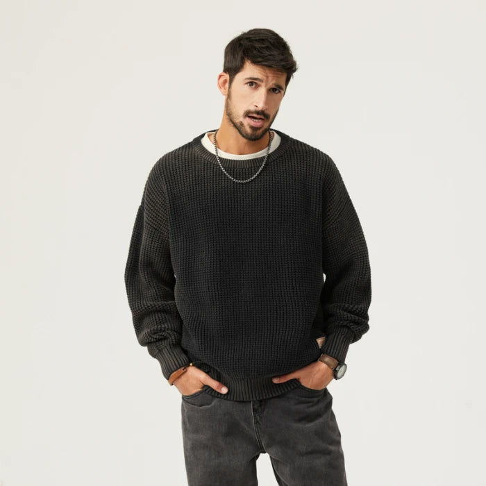 Autumn men knitwear casual loose gradient sweater men patch pullover tops