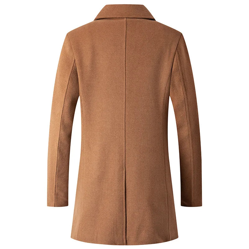 Men Wool Blends Cashmere Long Trench Coats Winter Jackets Male Business Casual Trench Winter Coats