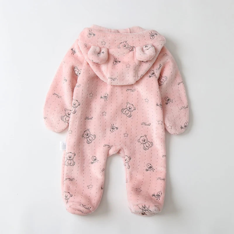 Baby Cute Little Bear Romper Outwear Baby Soft Flannel Romper Christmas Jumpsuit