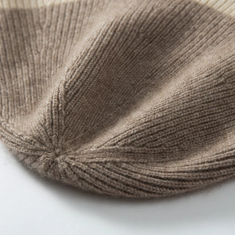 Cashmere Bucket Hats for Women Autumn Winter Casual Knitted Striped Cap Adult Decorate Warm Hat