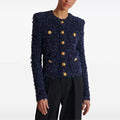 women's crew neck coarse padded Shoulder knit coat button-embellished jacket