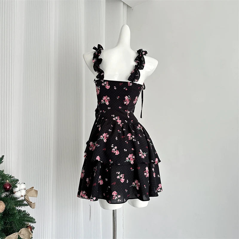 Women Dress Vintage Elegant Sleeveless Off Shoulder Flower Dresses Frocks Summer