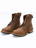 Mens Motorcycle Biker Riding Ankle Boots Lace Up Leather Combat Boots