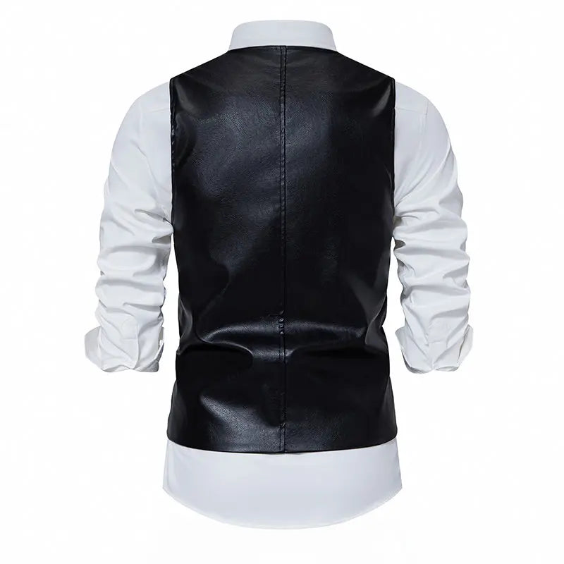 Leather Vest Motorcycle Men Vintage Single Breasted Western Cowboy Waistcoat Sleeveless Jackets Vest