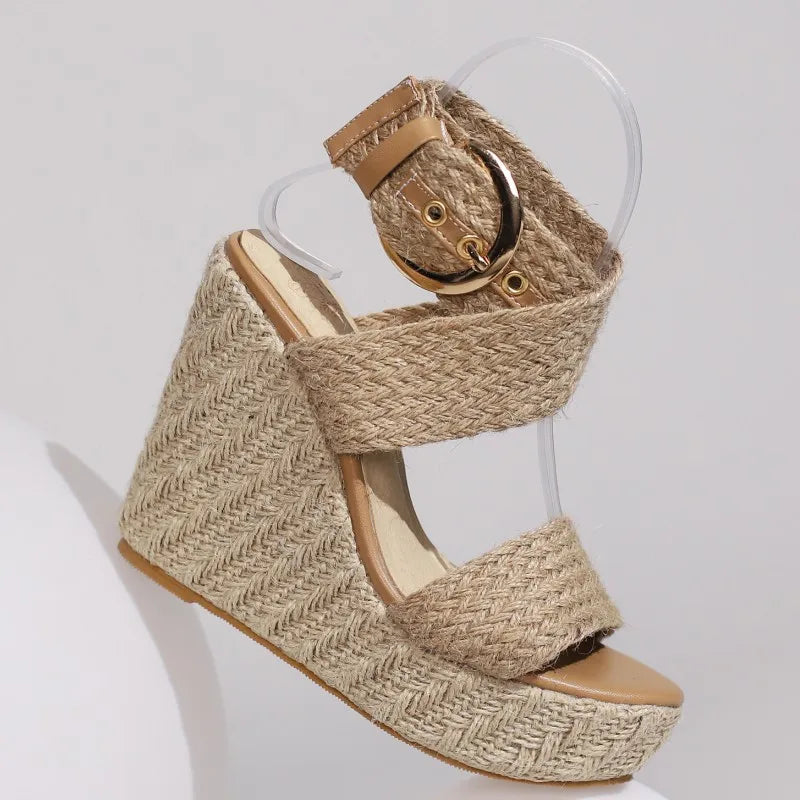 Summer Wedge Shoes For Women Sandals Platform Wedges Knitted Gladiator Flip Flops