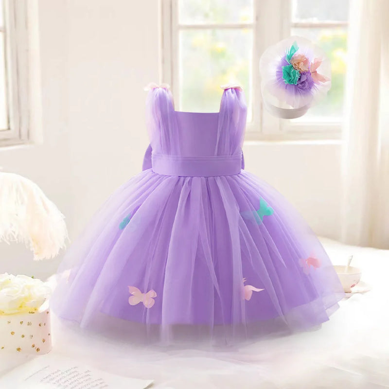 Newborn Purple First Birthday Dress For Baby Girl Clothes Butterfly Princess Dress