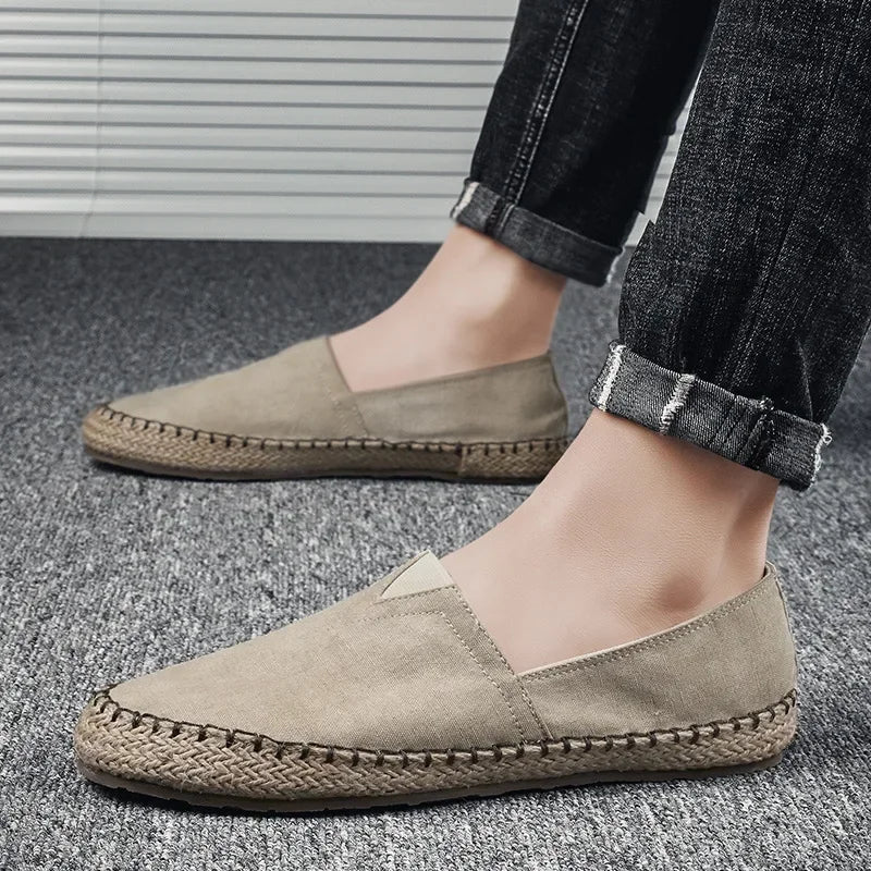 Men's Flat Shoes Hemp Flats for Men Male Loafers Shoes