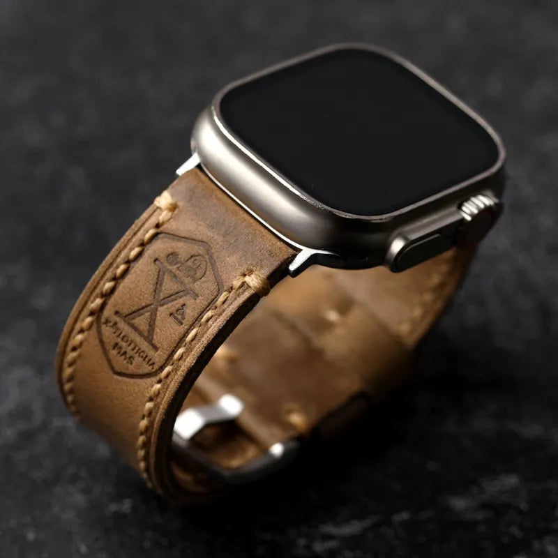 Handmade First Layer Leather German Leather Adapted For Apple Watch 8 Ultra 7SE Retro