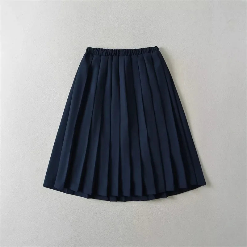 Women Drawstring  Pleated Batavia Midi Skirt