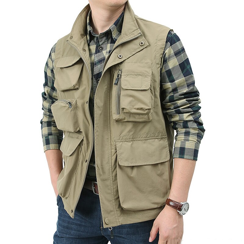 Men Casual Vest Waterproof Quick-drying Multi-pocket Vest Men Outdoor Tactical Photography Hunting Sports Clothing