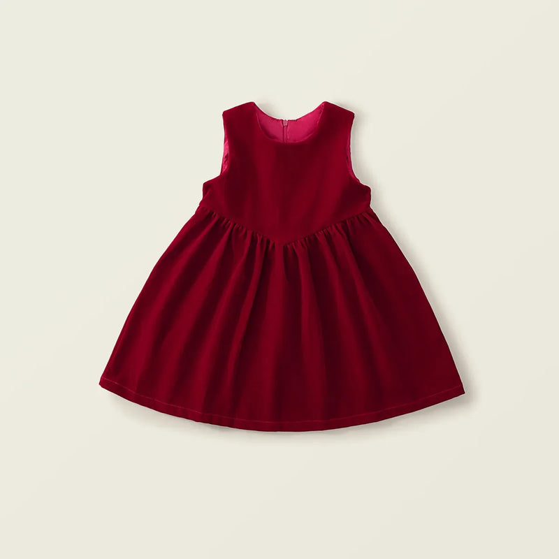 Girls Solid Velvet Sleeveless Dress Autumn Princess Dress Children Clothes