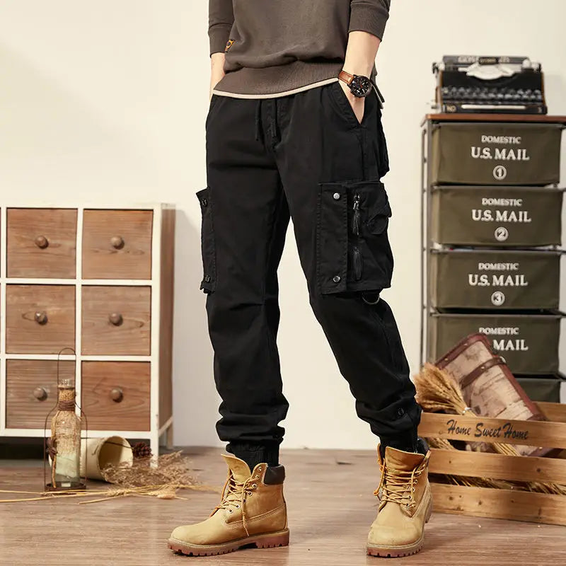 Spring Autumn Men Cargo Pants Multi Pocket Khaki Trousers Casual Military Cotton Pants Men Pantalon Cargo