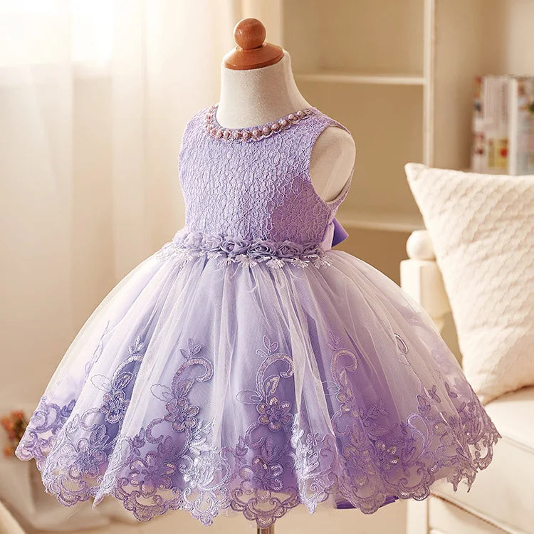 Children purple dress dress beaded princess wedding dress fluffy skirt summer girl vest mesh skirt ages