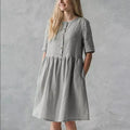 Women Summer Dress Elegant Linen Dresses Casual Retro Boho Party Beach Sundress