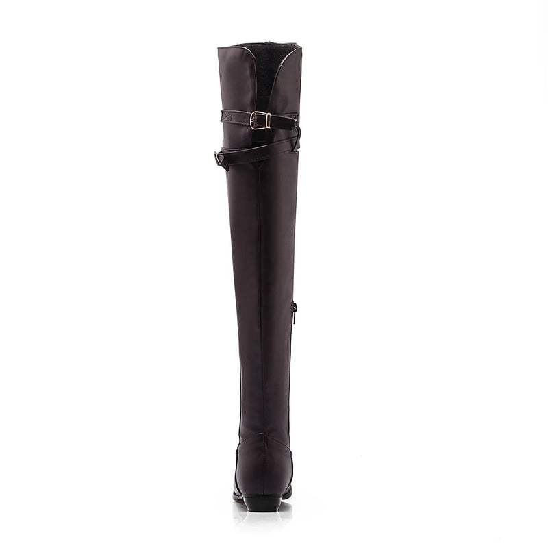 Winter Women Over the Knee Thigh High Boots Sweet Black Brown Ladies Shoes Warm Fur