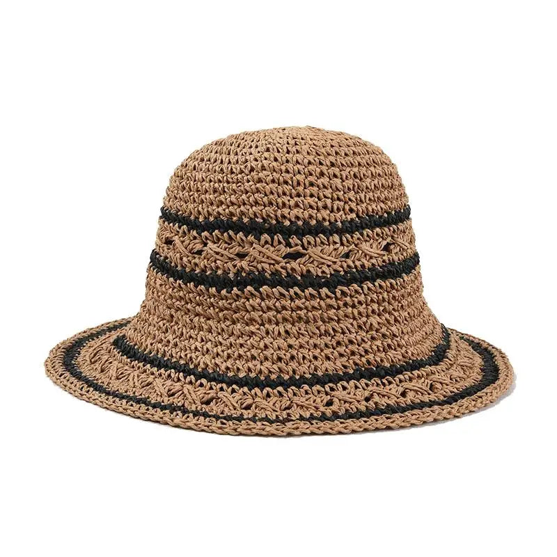 Summer Hat Women's Vacation Style Beach Hat Foldable Tourism Sun Protection Sun Shade Handmade Crochet Weave Hat