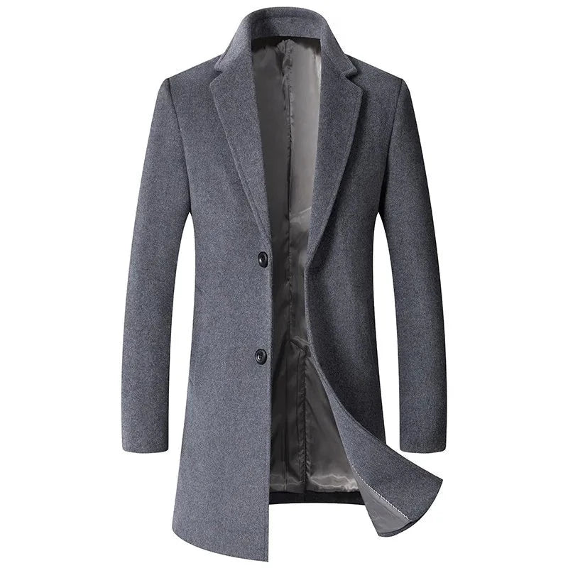 Male Long Woollen Overcoat High-end Wool Men's Solid Casual Business Woolen Coat Autumn and Winter