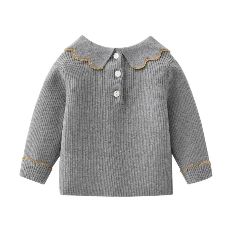 Baby Girls Pullover Sweater for Autumn Winter Kids Elegant Plain All-match Knitted Children Casual Knitwear